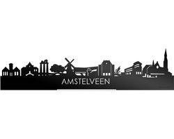 Standing Skyline Amstelveen Zwart Glanzend - 40 cm - Woon decoratie om neer te zetten en om op te hangen - Meer steden beschikbaar - Cadeau voor hem - Cadeau voor haar - Jubileum - Verjaardag - Housewarming - Aandenken aan stad - WoodWideCities