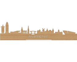 Standing Skyline Amsterdam Bamboe hout - 40 cm - Woon decoratie om neer te zetten en om op te hangen - Meer steden beschikbaar - Cadeau voor hem - Cadeau voor haar - Jubileum - Verjaardag - Housewarming - Aandenken aan stad - WoodWideCities