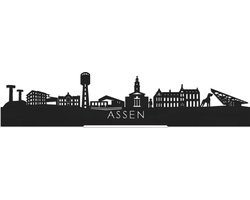 Standing Skyline Assen Zwart hout - 60 cm - Woondecoratie design - Decoratie om neer te zetten en om op te hangen - Meer steden beschikbaar - Cadeau voor hem - Cadeau voor haar - Jubileum - Verjaardag - Housewarming - Interieur - WoodWideCities