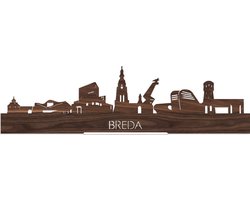 Standing Skyline Breda Notenhout - 60 cm - Woondecoratie design - Decoratie om neer te zetten en om op te hangen - Meer steden beschikbaar - Cadeau voor hem - Cadeau voor haar - Jubileum - Verjaardag - Housewarming - Interieur - WoodWideCities