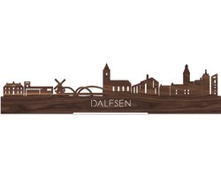 Standing Skyline Dalfsen Notenhout - 60 cm - Woondecoratie design - Decoratie om neer te zetten en om op te hangen - Meer steden beschikbaar - Cadeau voor hem - Cadeau voor haar - Jubileum - Verjaardag - Housewarming - Interieur - WoodWideCities