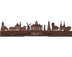 Standing Skyline Delft Notenhout - 60 cm - Woondecoratie design - Decoratie om neer te zetten en om op te hangen - Meer steden beschikbaar - Cadeau voor hem - Cadeau voor haar - Jubileum - Verjaardag - Housewarming - Interieur - WoodWideCities