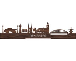 Standing Skyline Deventer Notenhout - 60 cm - Woondecoratie design - Decoratie om neer te zetten en om op te hangen - Meer steden beschikbaar - Cadeau voor hem - Cadeau voor haar - Jubileum - Verjaardag - Housewarming - Interieur - WoodWideCities