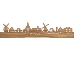 Standing Skyline Dokkum Eikenhout - 40 cm - Woon decoratie om neer te zetten en om op te hangen - Meer steden beschikbaar - Cadeau voor hem - Cadeau voor haar - Jubileum - Verjaardag - Housewarming - Aandenken aan stad - WoodWideCities