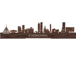 Standing Skyline Eindhoven Notenhout - 40 cm - Woon decoratie om neer te zetten en om op te hangen - Meer steden beschikbaar - Cadeau voor hem - Cadeau voor haar - Jubileum - Verjaardag - Housewarming - Aandenken aan stad - WoodWideCities