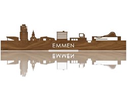Standing Skyline Emmen Notenhout - 40 cm - Woon decoratie om neer te zetten en om op te hangen - Meer steden beschikbaar - Cadeau voor hem - Cadeau voor haar - Jubileum - Verjaardag - Housewarming - Aandenken aan stad - WoodWideCities