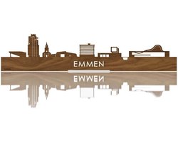 Standing Skyline Emmen Notenhout - 60 cm - Woondecoratie design - Decoratie om neer te zetten en om op te hangen - Meer steden beschikbaar - Cadeau voor hem - Cadeau voor haar - Jubileum - Verjaardag - Housewarming - Interieur - WoodWideCities