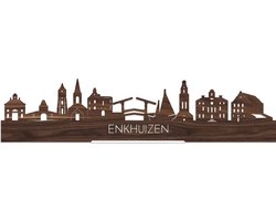 Standing Skyline Enkhuizen Notenhout - 60 cm - Woondecoratie design - Decoratie om neer te zetten en om op te hangen - Meer steden beschikbaar - Cadeau voor hem - Cadeau voor haar - Jubileum - Verjaardag - Housewarming - Interieur - WoodWideCities