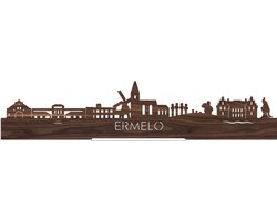 Standing Skyline Ermelo Notenhout - 60 cm - Woondecoratie design - Decoratie om neer te zetten en om op te hangen - Meer steden beschikbaar - Cadeau voor hem - Cadeau voor haar - Jubileum - Verjaardag - Housewarming - Interieur - WoodWideCities