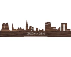 Standing Skyline Groningen Notenhout - 40 cm - Woon decoratie om neer te zetten en om op te hangen - Meer steden beschikbaar - Cadeau voor hem - Cadeau voor haar - Jubileum - Verjaardag - Housewarming - Aandenken aan stad - WoodWideCities
