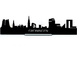 Standing Skyline Groningen Zwart hout - 60 cm - Woondecoratie design - Decoratie om neer te zetten en om op te hangen - Meer steden beschikbaar - Cadeau voor hem - Cadeau voor haar - Jubileum - Verjaardag - Housewarming - Interieur - WoodWideCities