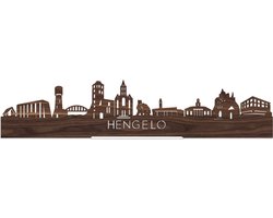 Standing Skyline Hengelo Notenhout - 40 cm - Woon decoratie om neer te zetten en om op te hangen - Meer steden beschikbaar - Cadeau voor hem - Cadeau voor haar - Jubileum - Verjaardag - Housewarming - Aandenken aan stad - WoodWideCities