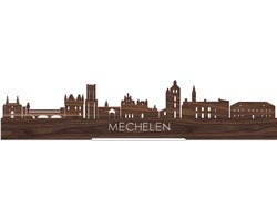 Standing Skyline Mechelen Notenhout - 60 cm - Woondecoratie design - Decoratie om neer te zetten en om op te hangen - Meer steden beschikbaar - Cadeau voor hem - Cadeau voor haar - Jubileum - Verjaardag - Housewarming - Interieur - WoodWideCities