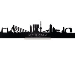 Standing Skyline Rotterdam Zwart hout - 60 cm - Woondecoratie design - Decoratie om neer te zetten en om op te hangen - Meer steden beschikbaar - Cadeau voor hem - Cadeau voor haar - Jubileum - Verjaardag - Housewarming - Interieur - WoodWideCities