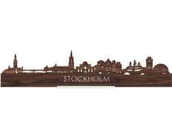 Standing Skyline Stockholm Notenhout - 40 cm - Woon decoratie om neer te zetten en om op te hangen - Meer steden beschikbaar - Cadeau voor hem - Cadeau voor haar - Jubileum - Verjaardag - Housewarming - Aandenken aan stad - WoodWideCities