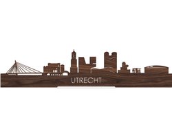 Standing Skyline Utrecht Notenhout - 40 cm - Woon decoratie om neer te zetten en om op te hangen - Meer steden beschikbaar - Cadeau voor hem - Cadeau voor haar - Jubileum - Verjaardag - Housewarming - Aandenken aan stad - WoodWideCities