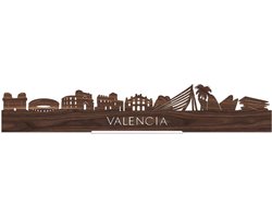 Standing Skyline Valencia Notenhout - 60 cm - Woondecoratie design - Decoratie om neer te zetten en om op te hangen - Meer steden beschikbaar - Cadeau voor hem - Cadeau voor haar - Jubileum - Verjaardag - Housewarming - Interieur - WoodWideCities