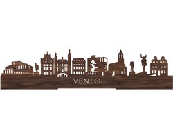 Standing Skyline Venlo Notenhout - 60 cm - Woondecoratie design - Decoratie om neer te zetten en om op te hangen - Meer steden beschikbaar - Cadeau voor hem - Cadeau voor haar - Jubileum - Verjaardag - Housewarming - Interieur - WoodWideCities