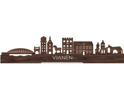 Standing Skyline Vianen Notenhout - 40 cm - Woon decoratie om neer te zetten en om op te hangen - Meer steden beschikbaar - Cadeau voor hem - Cadeau voor haar - Jubileum - Verjaardag - Housewarming - Aandenken aan stad - WoodWideCities