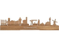 Standing Skyline Vlissingen Eikenhout - 60 cm - Woondecoratie design - Decoratie om neer te zetten en om op te hangen - Meer steden beschikbaar - Cadeau voor hem - Cadeau voor haar - Jubileum - Verjaardag - Housewarming - Interieur - WoodWideCities