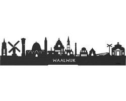 Standing Skyline Waalwijk Zwart hout - 40 cm - Woon decoratie om neer te zetten en om op te hangen - Meer steden beschikbaar - Cadeau voor hem - Cadeau voor haar - Jubileum - Verjaardag - Housewarming - Aandenken aan stad - WoodWideCities