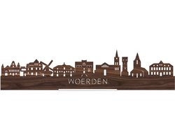 Standing Skyline Woerden Notenhout - 40 cm - Woon decoratie om neer te zetten en om op te hangen - Meer steden beschikbaar - Cadeau voor hem - Cadeau voor haar - Jubileum - Verjaardag - Housewarming - Aandenken aan stad - WoodWideCities