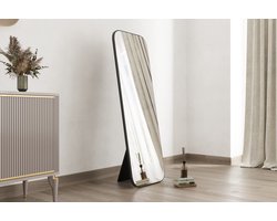 Standspiegel Blush 160x50 cm Zwart – Modern Design – Staand of Wandmontage – Volledig Spiegelbeeld