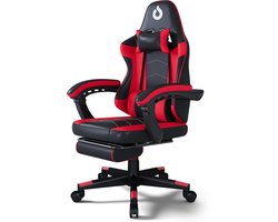 Stane Verstelbare Ergonomische Gamestoel met Voetsteun - Bureaustoel Gaming chair - Game Stoel Rood/Zwart