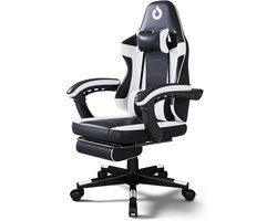 Stane Verstelbare Ergonomische Gamestoel met Voetsteun - Bureaustoel Gaming chair - Game Stoel Zwart/Wit