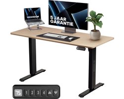 Stane Zit Sta Bureau Elektrisch Verstelbaar - 4 Geheugen Standen - Incl. Kabelgoot - 140 x 60 cm - 5 Jaar Garantie - Grijs Eiken