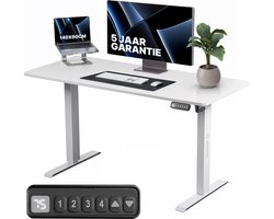 Stane Zit Sta Bureau Elektrisch Verstelbaar - 4 Geheugen Standen - Incl. Kabelgoot - 140 x 60 cm - 5 Jaar Garantie - Wit
