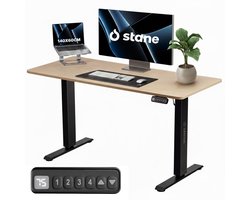 Stane Zit Sta Bureau Elektrisch Verstelbaar - 4 Geheugen Standen - Incl. Kabelgoot - 140 x 60 cm - Eiken