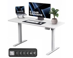 Stane Zit Sta Bureau Elektrisch Verstelbaar - 4 Geheugen Standen - Incl. Kabelgoot - 140 x 80 cm - 5 Jaar Garantie - Wit