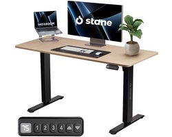 Stane Zit Sta Bureau Elektrisch Verstelbaar - 4 Geheugen Standen - Incl. Kabelgoot - 140 x 80 cm - Eiken