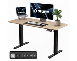 Stane Zit Sta Bureau Elektrisch Verstelbaar - 4 Geheugen Standen - Incl. Kabelgoot - 160 x 80 cm - Eiken