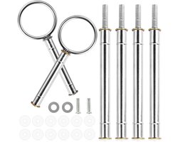 Stangenset etagère voor bruidstaart - taartstandaard met schroeven en onderlegschijven - zilverkleurig - feesttaart accessoires.