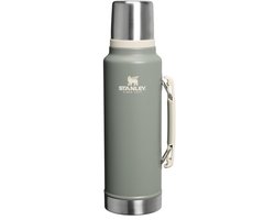 Stanley Classic Legendary Thermosfles 1.4L met Handvat – RVS Vacuümfles met Bekerdeksel – Lekvrij – Houdt Drank 24u Warm/Koud – BPA-vrij – Sage Grey