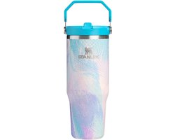 STANLEY IceFlow 2.0 Flip Straw Tumbler 30 oz / 0.89L (Sea Glass Plume) – Geïsoleerde RVS Drinkfles met Handvat – Lekvrije Thermosbeker met Flip Straw – BPA-vrij