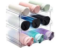 Stapelbaar flessenrek, stapelbaar flessenrek voor koelkast, kast, flessenorganizer, keuken-waterflessenrek