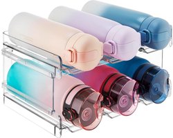 Stapelbaar Flessenrek Wijnfleshouder Wijnrek Wijnvriezer Pantry - Plastic Waterfleshouder voor Keuken Aanrecht Kast Kantoor - 2 Pack