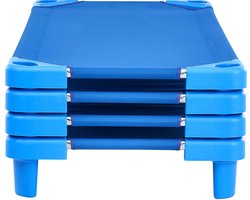 Stapelbaar Kinderbed, 4-Pak, 132 X 58 Cm (L X B), Draagbaar voor Kinderen, Ideaal voor Kinderdagverblijven, Peuterspeelzalen, Dutjes, Blauw
