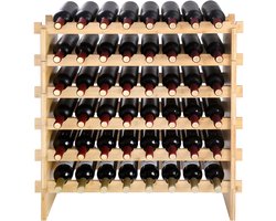 Stapelbaar Modulair Wijnrek voor 48 Flessen, 6-Traps Presentatierek Van Bamboehout