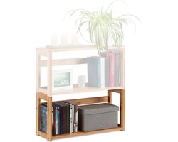 stapelbaar rek - bamboe - 30x60x20 cm - uitbreidbaar - open design - natuur