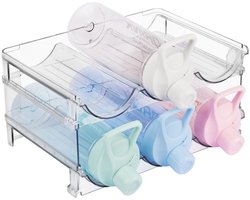 Stapelbaar wijnrek - Flessenrek - Koelkastorganizer - Dubbele verwijderbare waterflesorganizer - Transparant flessenrek - Voor koelkast, fles, drinkglas, drankhouder - 2 niveaus