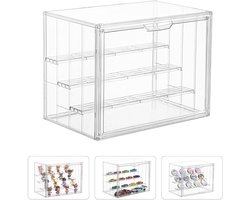 Stapelbare Acryl Figurenkoffer Met 3 Lagen - Vitrinebox Voor Verzamelobjecten - Acryl Vitrine - Verstelbare Scheidingswanden En Magnetische Deur