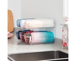 Stapelbare flessenhouder Wijnfleshouder Wijnrek Wijn, vriezer, voorraadkast - Plastic waterfleshouder voor aanrecht in de keuken, kast, kantoor - 2 stuks