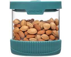 Stapelbare glazen potten - luchtdicht - 4 maten - grijs/groenblauw - borosilicaatglas