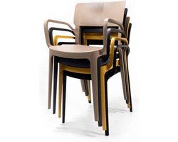 Stapelbare kantinestoel met armleggers 0102 Zwart