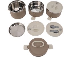 Stapelbare Lunchbox - Isolerende Voedselcontainer - Lunch Meenemen - Lekvrij en Warmhoudend - 14.5 x 27 cm - Bruin