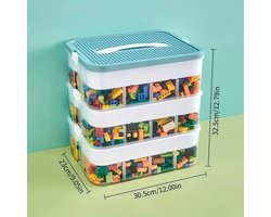 Stapelbare Opbergbox met 3 lagen - met Deksel - met Onderverdelingen - Opbergdoos - Sorteerdoos - Opberger - Organizer - Handgreep - Speelgoed - Bouwstenen - LEGO - Accessoires - Stapelbaar